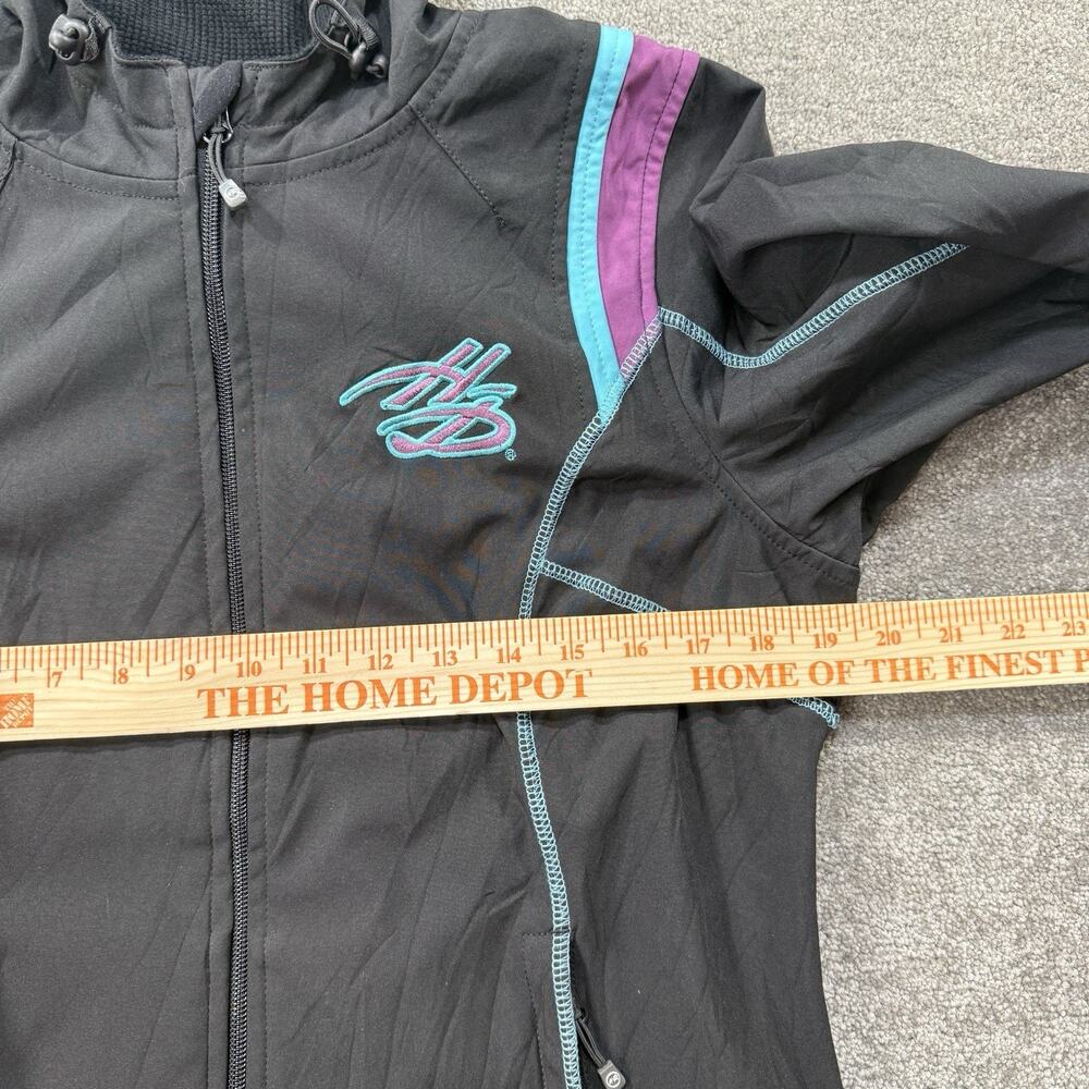Harley-Davidson Womens Colorblock Soft Shell Jacket M Black Teal Purple Hooded - Picture 3 of 13